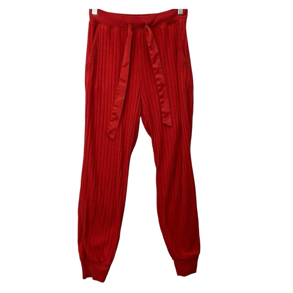 Vtg ABERCROMBIE & FITCH Women Ribbed Sweatpants Sz S Red 80s 90s Soft Knit 3-43